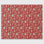 Weihnachtsrocking Horse Burgundy Geschenkpapier (Flach)