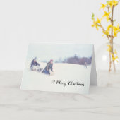 Weihnachtsrodeln Karte (Gelbe Blume)