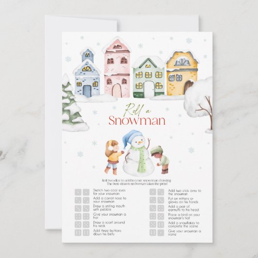 Weihnachtsrollen Ein Schneemannspiel Einladung (Vorderseite)