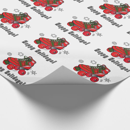 Weihnachtsrollen-Skate: Frohe Feiertage Geschenkpapier (Ecke)