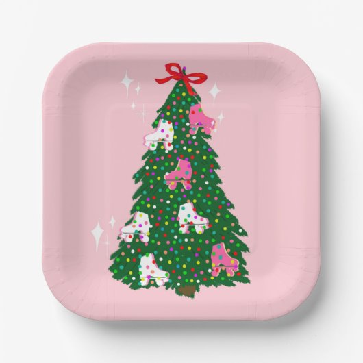 Weihnachtsroller Skaten Xmas Skate Pappteller (Vorderseite)