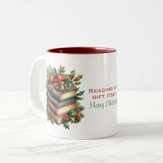 Weihnachtsromane lesen Zitat Zweifarbige Tasse (Vorderseite Links)