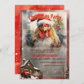 Weihnachtsrooster Watercolor Einladung (Vorne/Hinten)