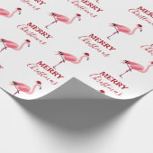 Weihnachtsrosa Flamingo Bird mit Weihnachtsmannmüt Geschenkpapier (Ecke)