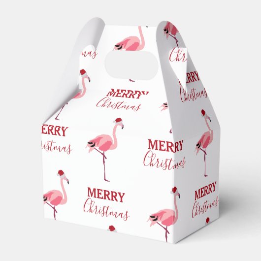Weihnachtsrosa Flamingo Bird mit Weihnachtsmannmüt Geschenkschachtel (Vorderseite)