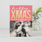 Weihnachtsrosa GoldGlitter-Foto-flache Karte (Stehend Vorderseite)