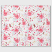 Weihnachtsrosa heißer Kakao Geschenkpapier (Flach)