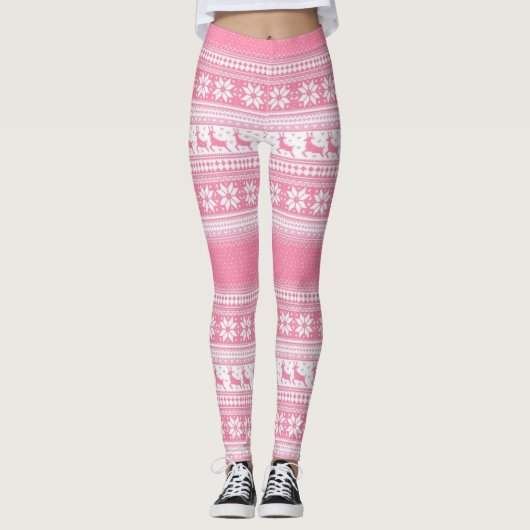 Weihnachtsrosa Leggings (Vorderseite)