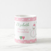 Weihnachtsrosa mit Schneemann Kaffeetasse (Mittel)