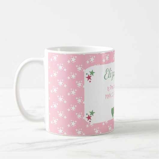 Weihnachtsrosa mit Schneemann Kaffeetasse (Links)