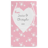 Weihnachtsrosa mit weißen Sternen Kleine Geschenktüte (Rückseite)