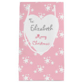 Weihnachtsrosa mit weißen Sternen Kleine Geschenktüte (Vorderseite)