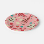 Weihnachtsrosa Pappteller (Schrägansicht)