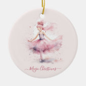 Weihnachtsrosa PflaumenFee Keramik Ornament (Vorne)