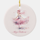 Weihnachtsrosa PflaumenFee Keramik Ornament (Hinten)
