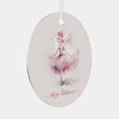 Weihnachtsrosa PflaumenFee Ornament Aus Metall (Vorderseite Rechts)