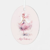 Weihnachtsrosa PflaumenFee Ornament Aus Metall (Vorderseite links)