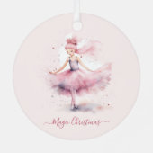 Weihnachtsrosa PflaumenFee Ornament Aus Metall (Rückseite)