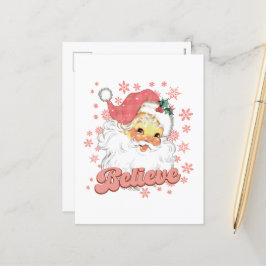 Weihnachtsrosa Santa Feiertagspostkarte