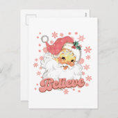 Weihnachtsrosa Santa Feiertagspostkarte (Vorne/Hinten)