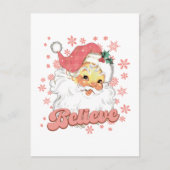 Weihnachtsrosa Santa Feiertagspostkarte (Vorderseite)
