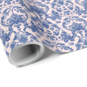 Weihnachtsrosa und Blauer Damast Geschenkpapier (Rolleneckpunkt)