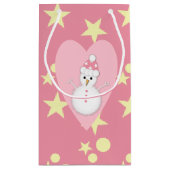 Weihnachtsrosa und Gelb mit Sternen und Schneemann Kleine Geschenktüte (Rückseite)