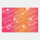 Weihnachtsrosa und orangefarbenes Musterpapier Geschenkpapier Set (Vorderseite 3)