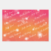 Weihnachtsrosa und orangefarbenes Musterpapier Geschenkpapier Set (Vorderseite)