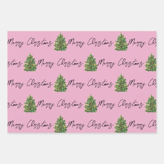 Weihnachtsrosa und Weiß Muster Geschenkpapier Set (Vorderseite 3)
