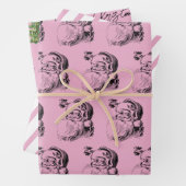 Weihnachtsrosa und Weiß Muster Geschenkpapier Set (Beispiel)