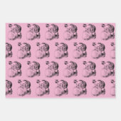 Weihnachtsrosa und Weiß Muster Geschenkpapier Set (Vorderseite)