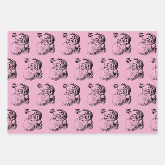 Weihnachtsrosa und Weiß Muster Geschenkpapier Set (Vorderseite)