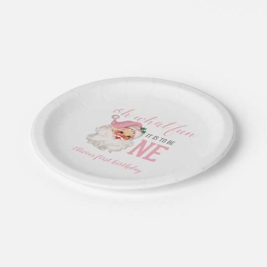 Weihnachtsrosa Weihnachtsfeiertag Pappteller (Schrägansicht)