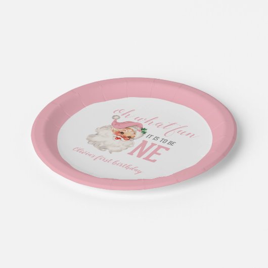 Weihnachtsrosa Weihnachtsfeiertag Pappteller (Schrägansicht)