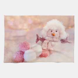 Weihnachtsrosa & Weißer Flusssnowman Geschirrtuch