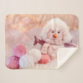 Weihnachtsrosa & Weißer Flusssnowman Sherpadecke (Vorderseite (Horizontal))