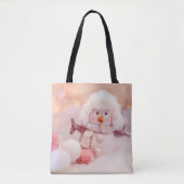 Weihnachtsrosa & Weißer Flusssnowman Tasche (Vorderseite)