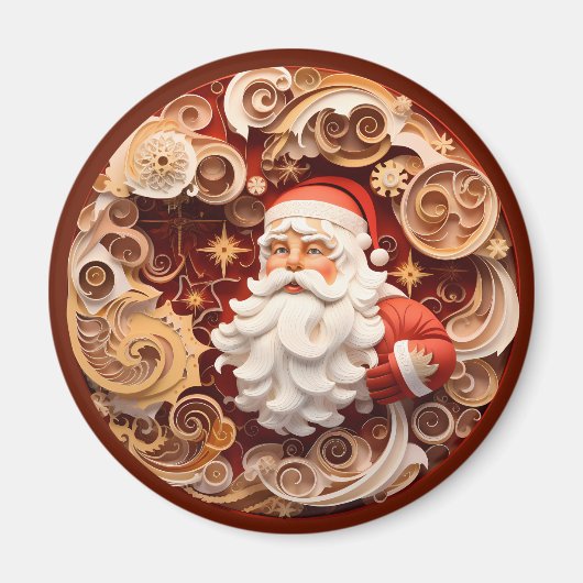 Weihnachtsrost Brown Santa 3d Holzlook Magnet (Vorne)