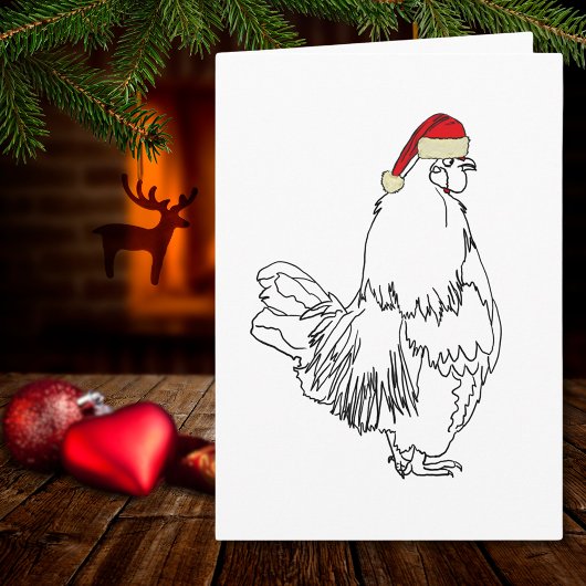 Weihnachtsroster Zeichne Funny Santa Cockerel Art Karte