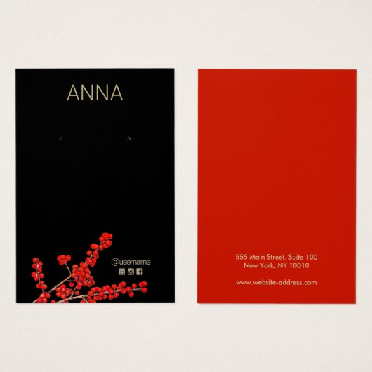 Weihnachtsrot-Beeren-Erring-Display-Karte (Vorne & Hinten)