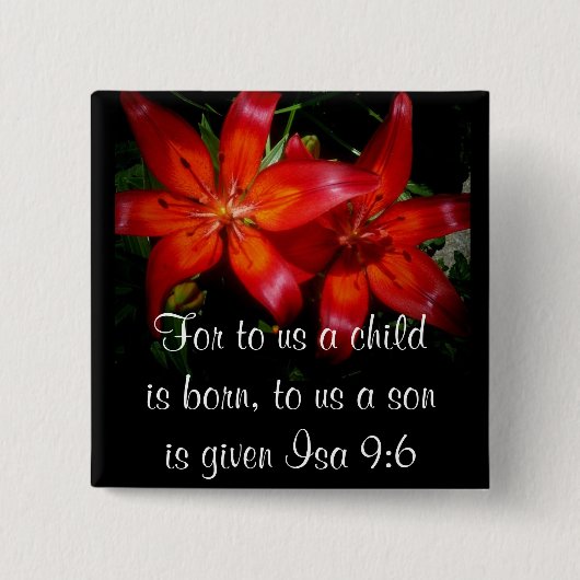 Weihnachtsrot-Blumen Button (Vorderseite)