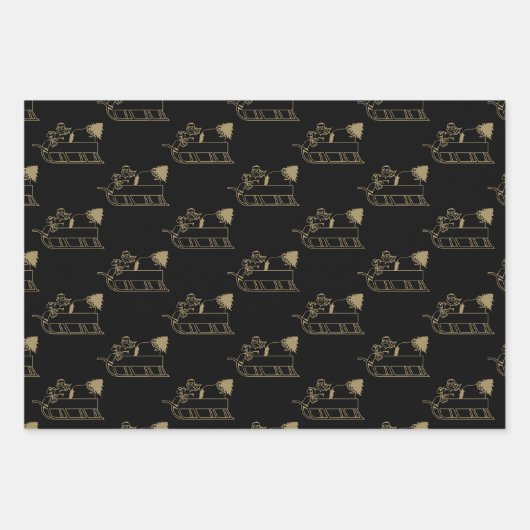 Weihnachtsrot dunkelgrün schwarzes Gold Geschenkpapier Set (Vorderseite 3)