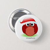 Weihnachtsrot-Eule Button (Vorne & Hinten)