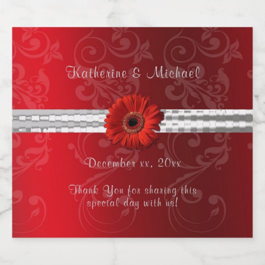 Weihnachtsrot, Feiertag/ Hochzeit Schaumweinetikett (Einzelnes Label)