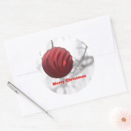 Weihnachtsrot Funkelnd Swirl Ornament Runder Aufkleber