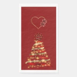 Weihnachtsrot & Gold Moderne Bäume Serviette