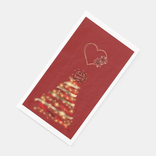 Weihnachtsrot & Gold Moderne Bäume Serviette (Ecke)