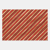 Weihnachtsrot, Gold und Grüne Weihnachtsstreifen Geschenkpapier Set (Vorderseite 2)