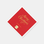 Weihnachtsrot goldenes Geschäft-Logo Serviette (Ecke)